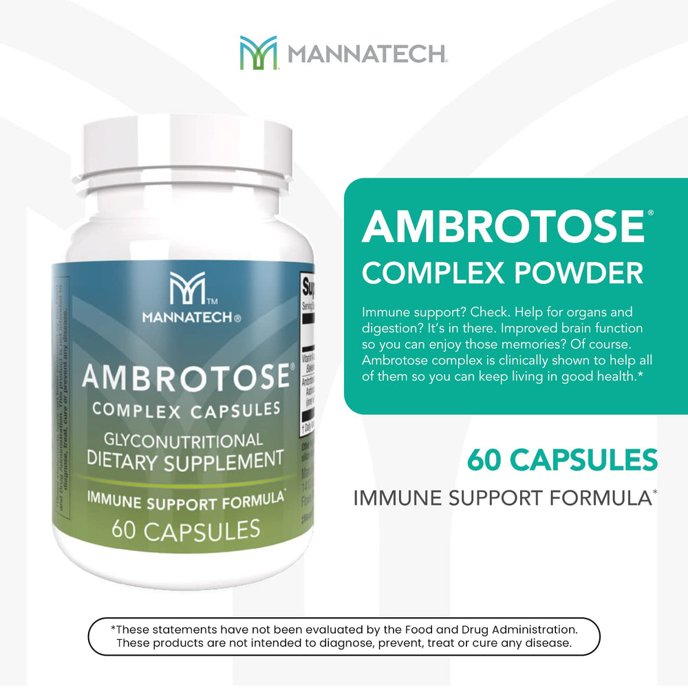 Mannatech Ambrotose Complex label close-up highlighting glyconutrient blend