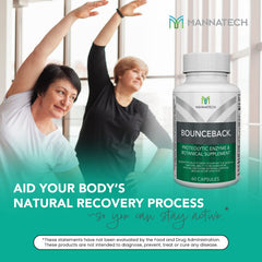 Capsules in hand illustrating easy daily dosing with BounceBack for an active lifestyle.