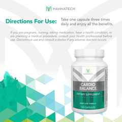 Mannatech CardioBALANCE packaging demonstrates a 90-capsule bottle for ongoing use.