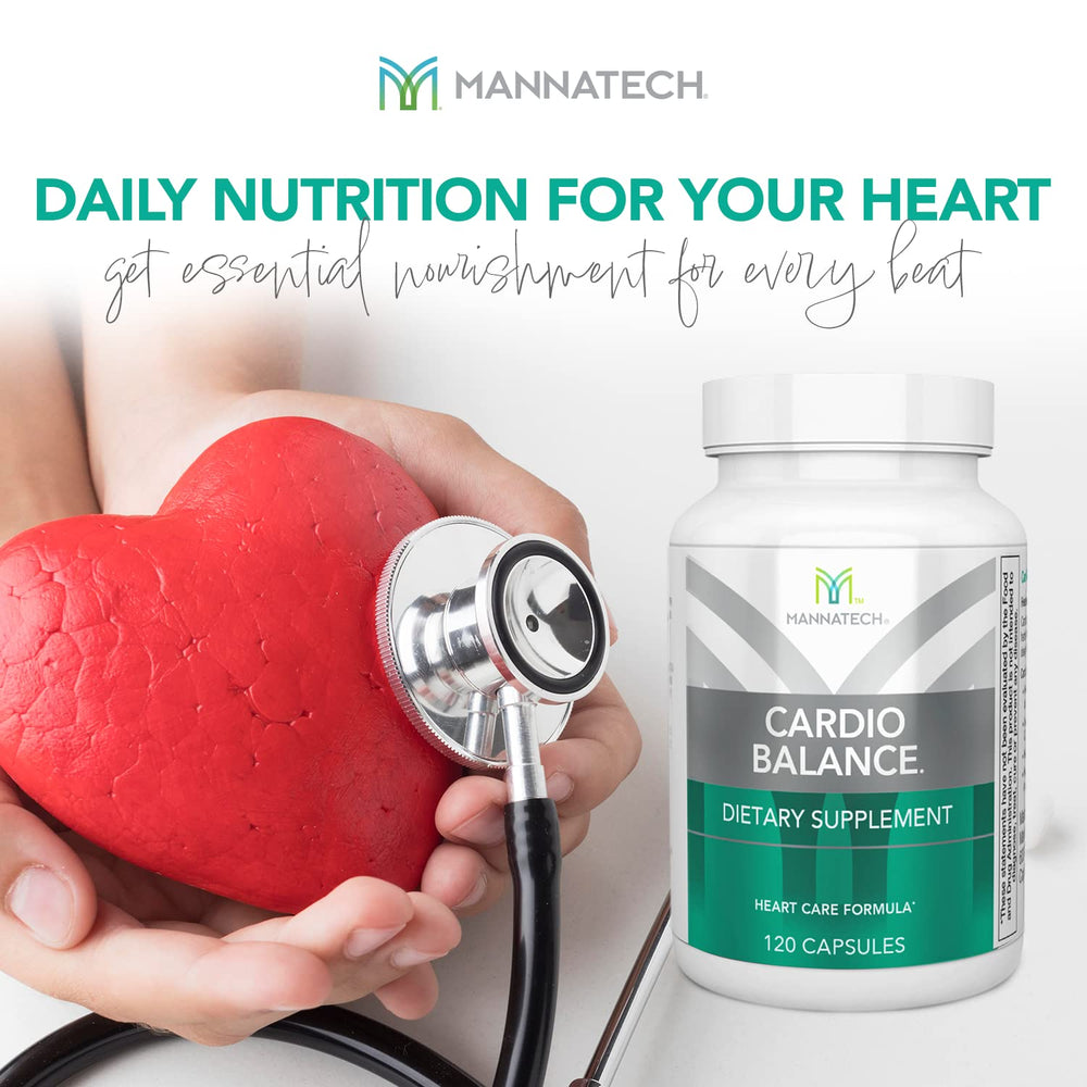 Mannatech CardioBALANCE vitamin tablet image suggests a convenient heart-friendly daily routine.