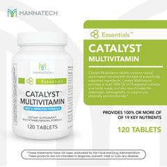 Mannatech Catalyst label closeup highlights antioxidant vitamins A, C, E