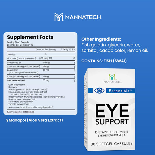 Mannatech Eye Care Softgels bottle convenient for routine lutein and zeaxanthin intake.