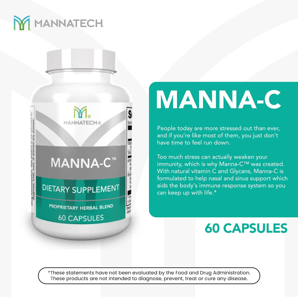 Mannatech Manna-C immune defense blend label highlights Vitamin C.