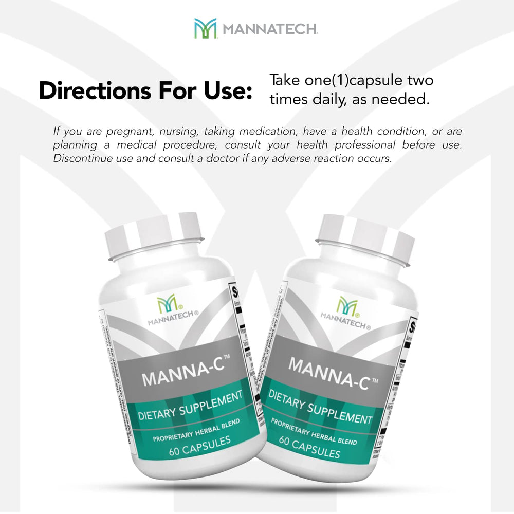 Mannatech Manna-C plant-based formula close-up highlights natural ingredients.