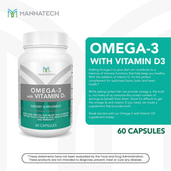 Mannatech Omega-3 with Vitamin D3 lemon flavor capsules illustrate convenient consumption for energy.