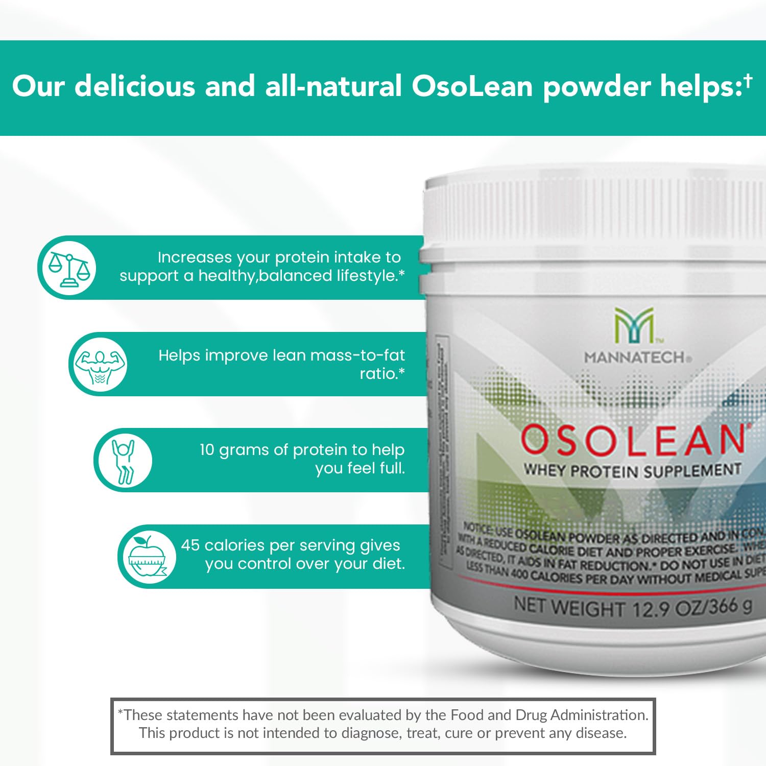 Mannatech OsoLean protein powder nutrition label highlights minerals for nutrient density