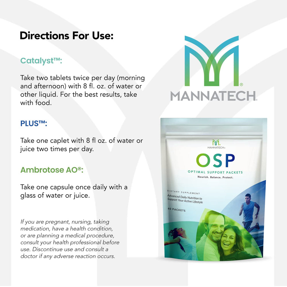 Mannatech OSP packets inside view illustrating easy daily routine.