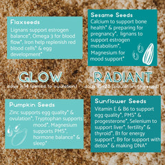 Manski's Wellness Radiant seed blend bag highlighting organic, nutrient-rich seeds for balance.
