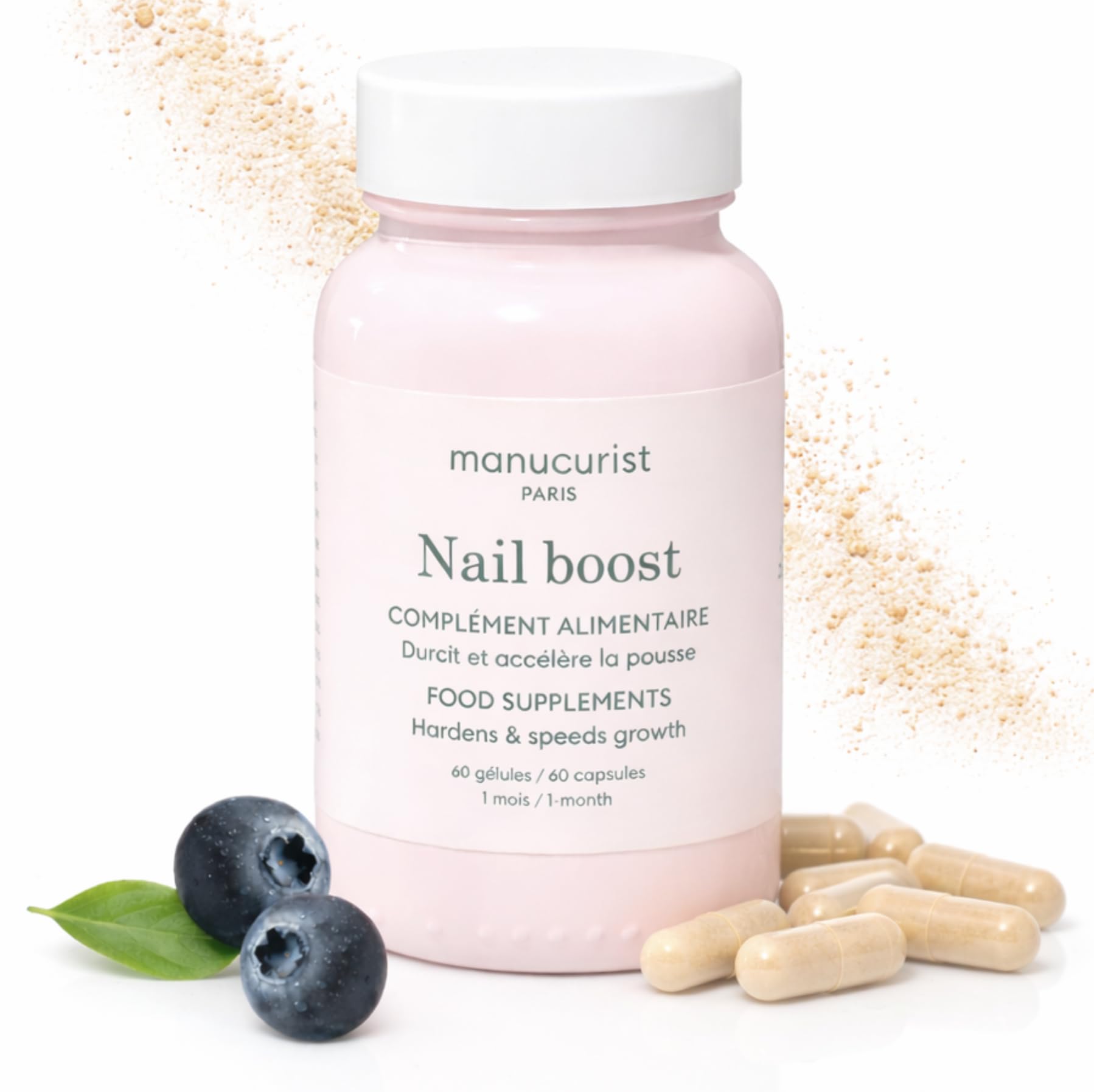 Manucurist Nail Boost bottle shows vegan formula for healthier nails.