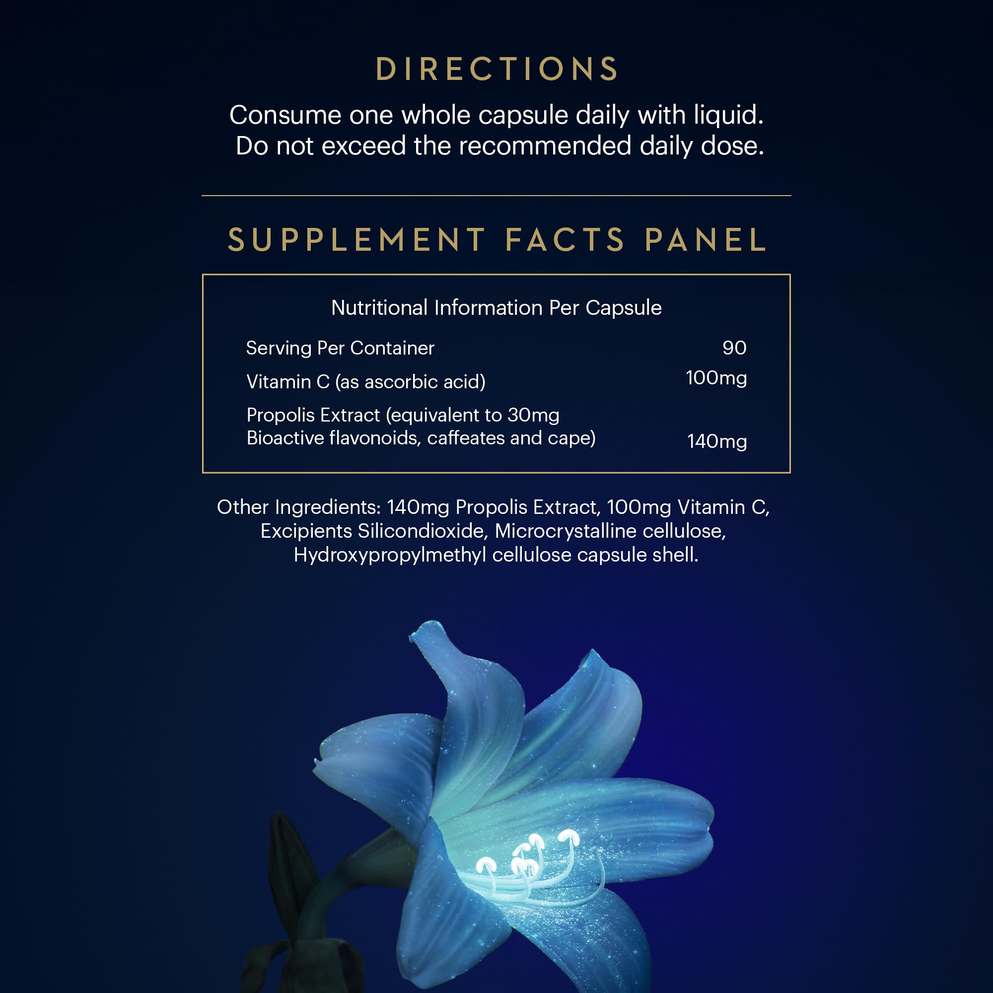 Manuka Health BIO30 Propolis packshot with blue label branding.