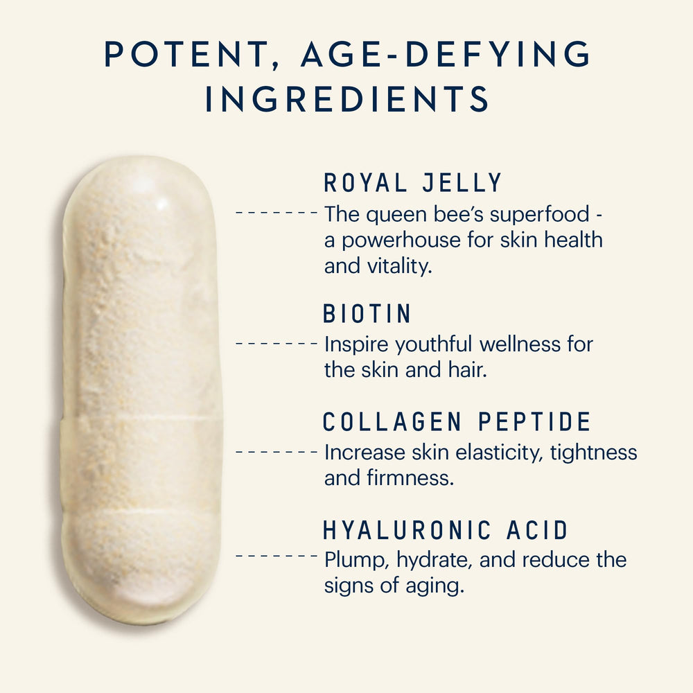 Manuka Health Biotin-Collagen blend capsules supporting hair and skin elasticity.