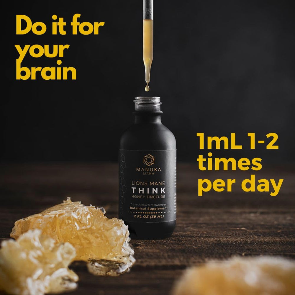 Macro view of Manuka Mana tincture dropper for quick brain-boost use.