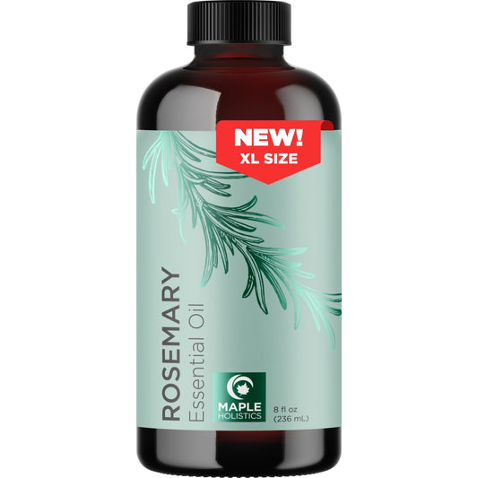 Maple Holistics rosemary oil bottle for 8oz aromatherapy and hair care.