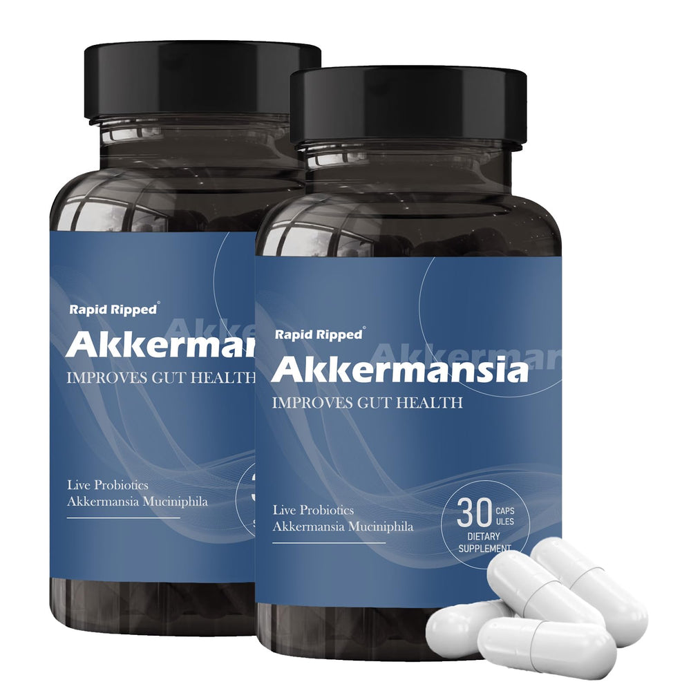 MAPUG Akkermansia probiotic bottle with delayed-release capsules for gut support.