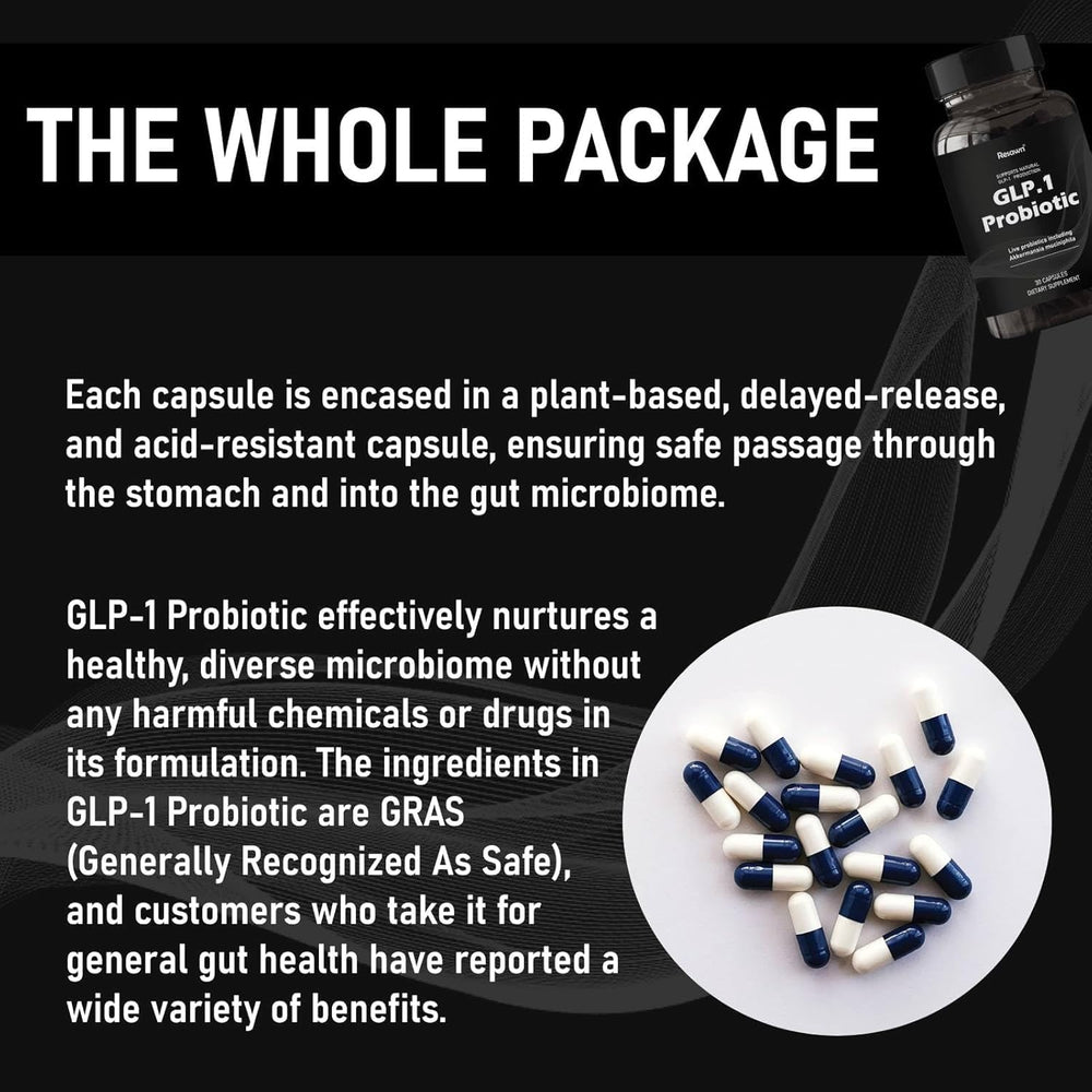 MAPUG GLP-1 Probiotic capsules in bottle illustrate delayed-release design for gut delivery.