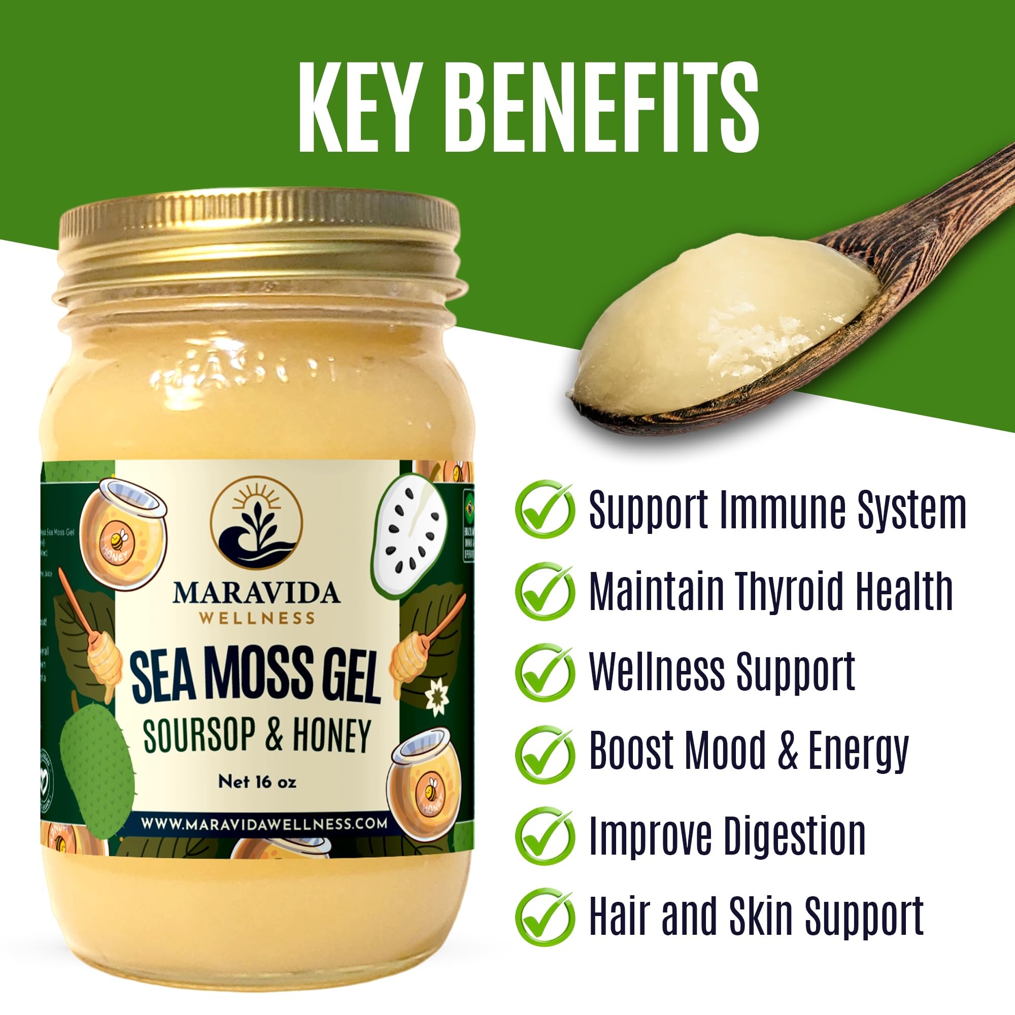 Maravida Sea Moss Gel added to tea for natural flavor and wellness.