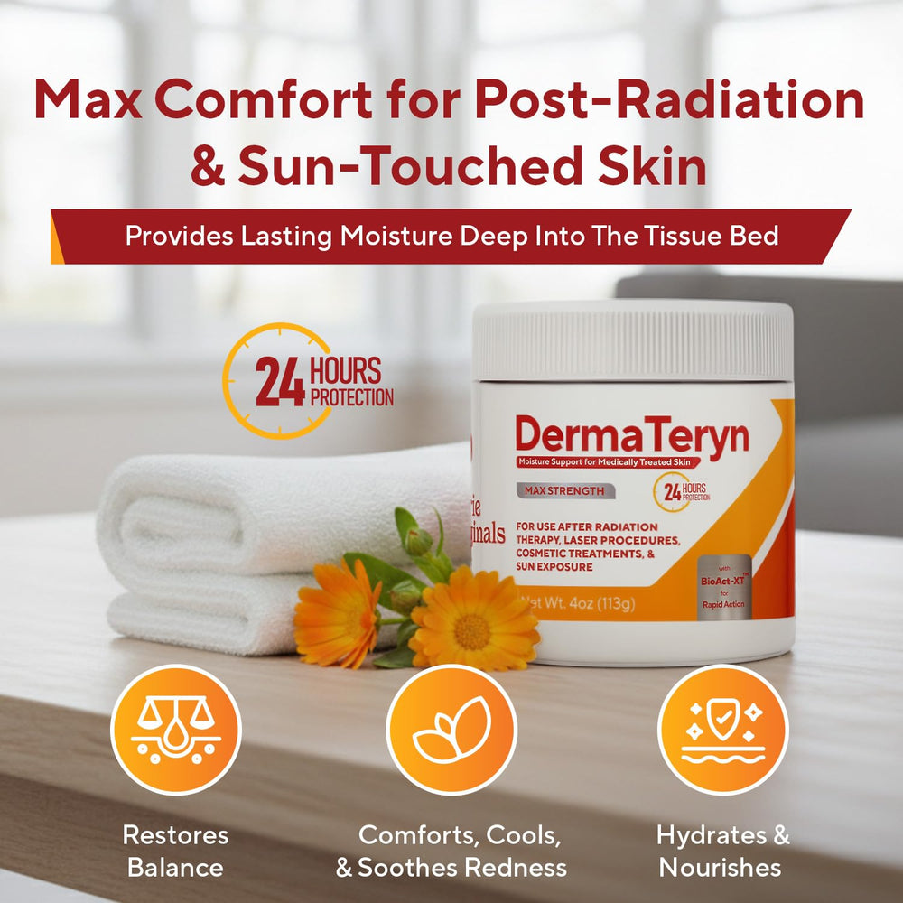 Marie Originals DermaTeryn jar shown for gentle application on irritated, recovering skin.