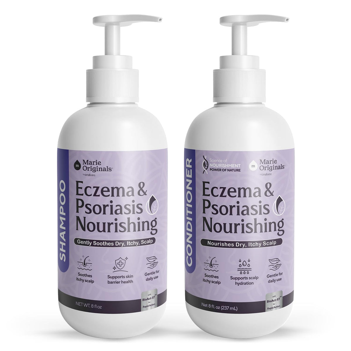Marie Originals Eczema Nourish Shampoo bottle pour for gentle, eczema-prone scalp care