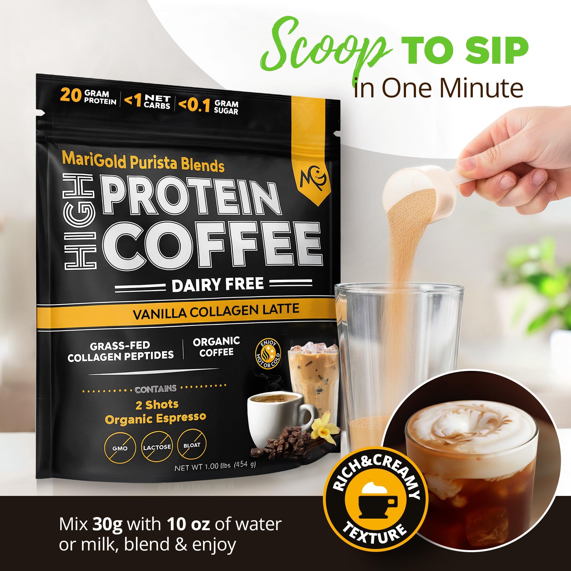 MariGold antioxidant coffee flavonoids emphasize rich flavor without sugar.