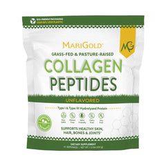 MariGold collagen powder unflavored 1lb bottle blends smoothly into coffee for a daily boost