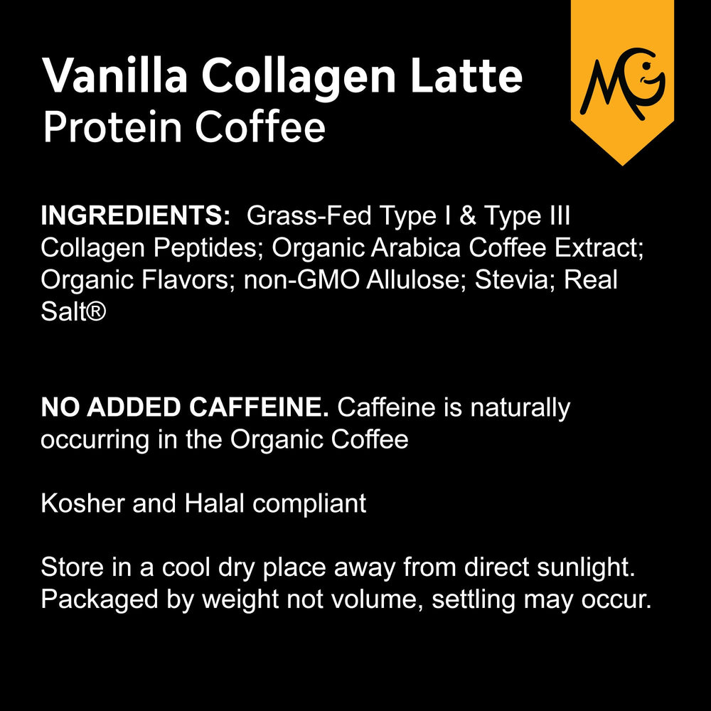 MariGold dairy-free vanilla coffee ingredients depict lactose-free option.