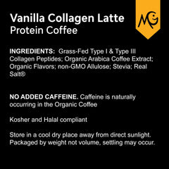 MariGold dairy-free vanilla coffee ingredients depict lactose-free option.