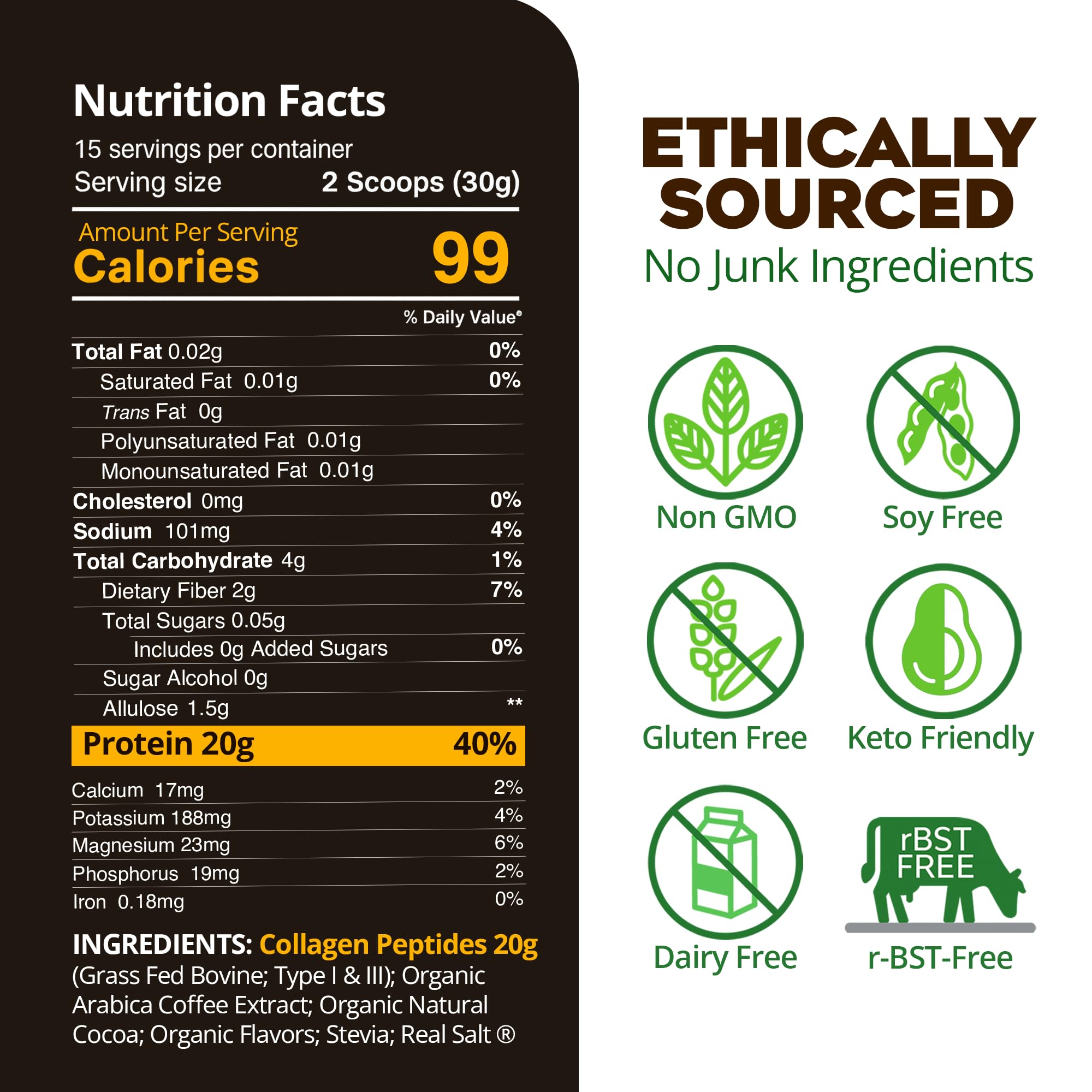 MariGold grass-fed Type I and III collagen peptides for a protein-rich blend.