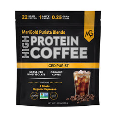 MariGold High Protein Coffee bag packaging for on-the-go protein