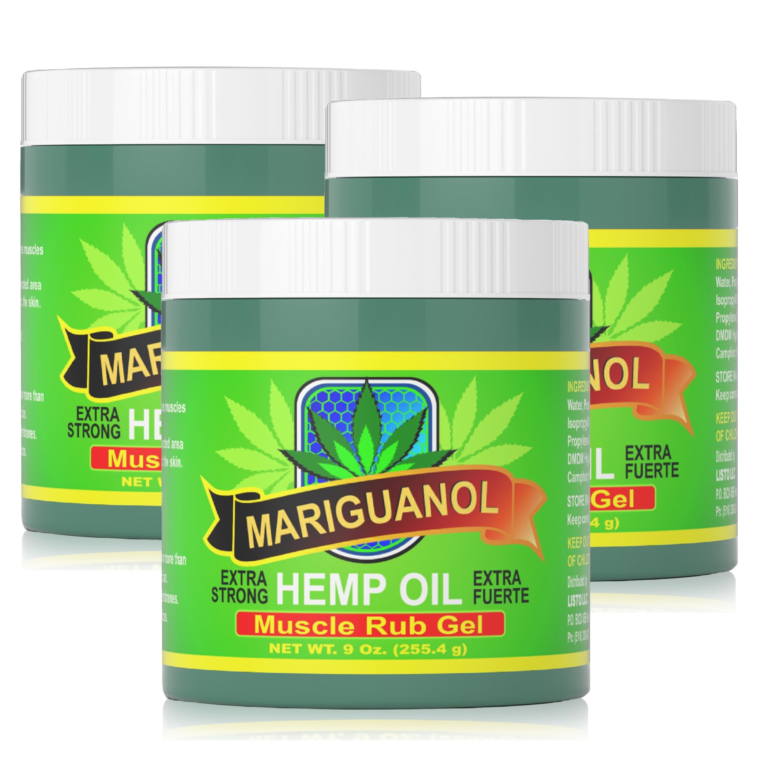 MARIGUANOL Extra Strong Muscle Rub Gel visual: cooling relief after workouts.