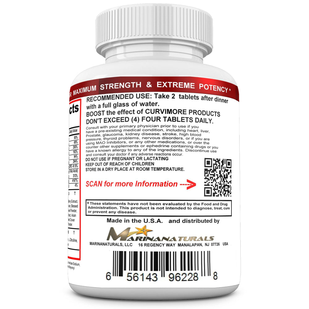 MARINANATURALS Curvimore Booster pills close-up, showing small dosage ideal for regular use.