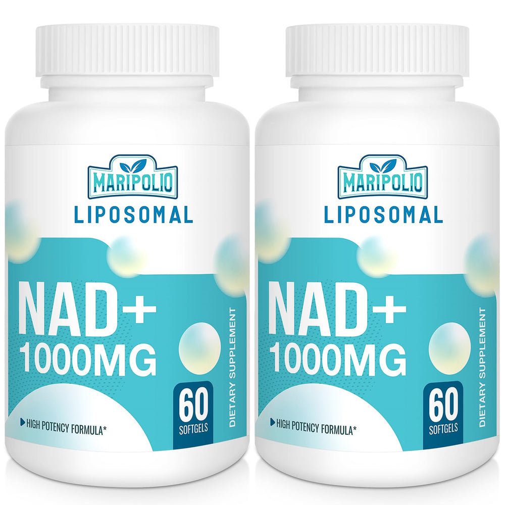Maripolio Liposomal NAD+ 1000 mg bottle on a shelf supports daily energy.