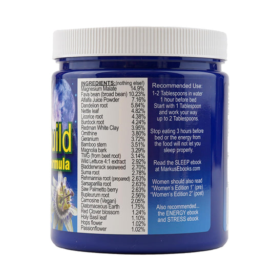 Markus Night Rebuild Powder label highlights hormone support benefits.