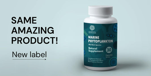 MARPHYL wild multi-species phytoplankton bottle highlighting natural nutrient spectrum