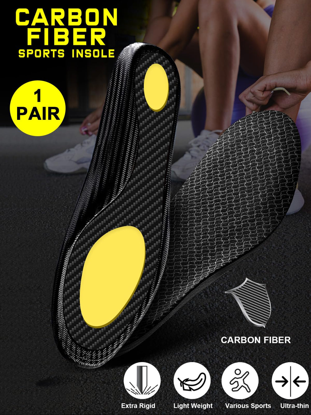 MARRDO carbon fiber insole with forefoot pad reduces fatigue during runs and sports
