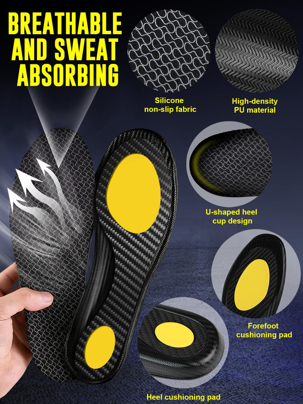 MARRDO carbon fiber insole size range fits many shoes.