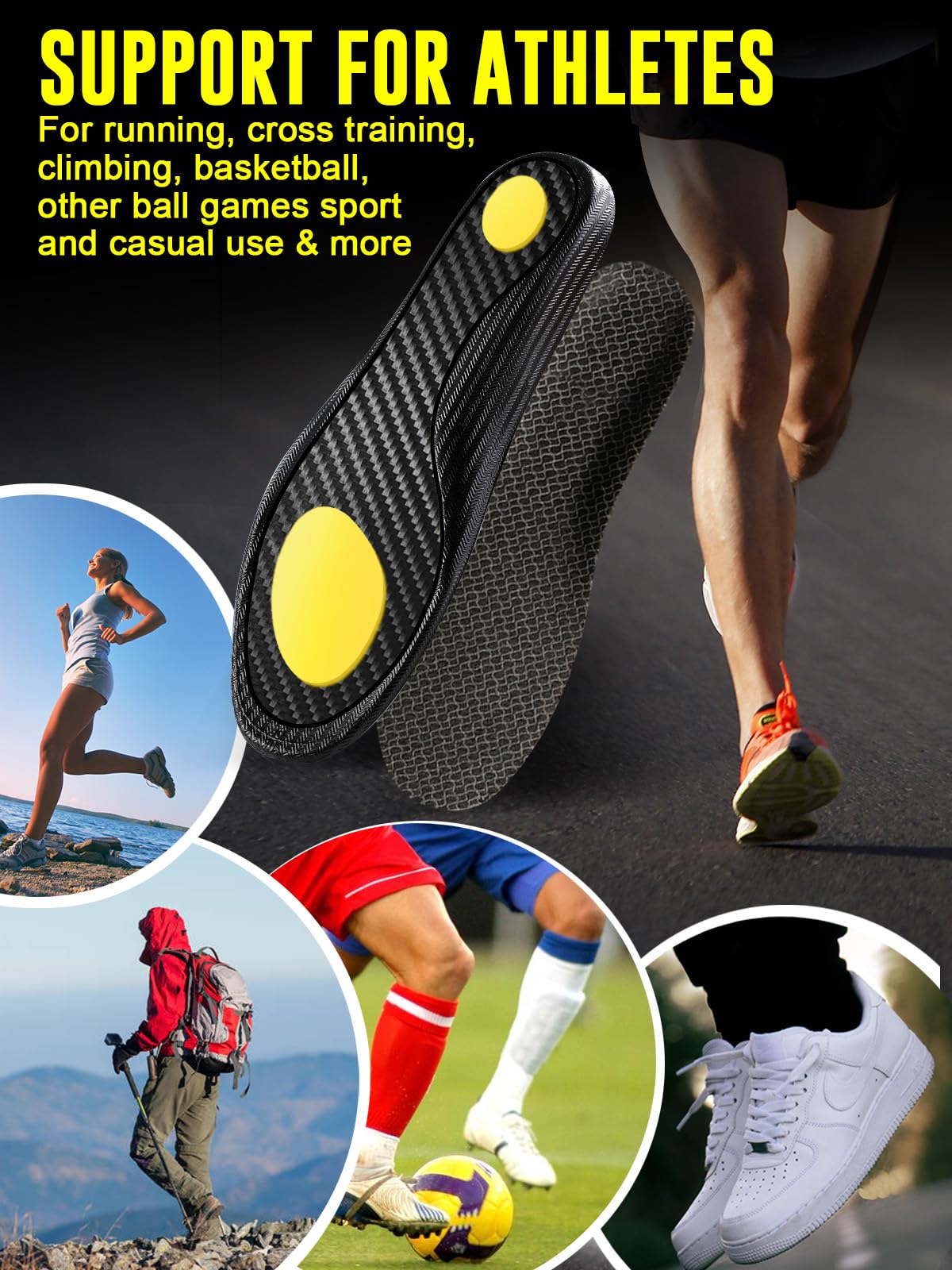 MARRDO carbon fiber insole U-shaped heel cup enhances overall stability and fit