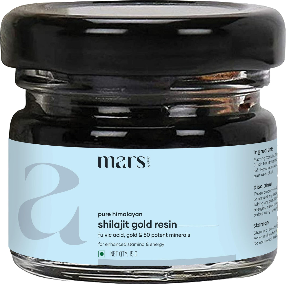 Mars by GHC Himalayan Shilajit Gold Resin 15g pack for natural energy.