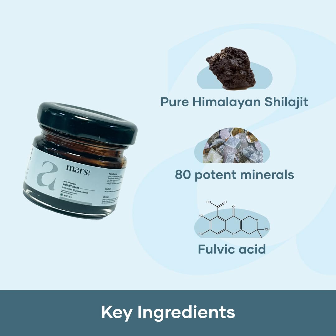 Mars by GHC Shilajit Gold Resin open bottle shows pure resin texture.