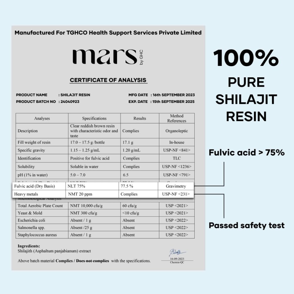 Mars Shilajit Gold Resin teaspoon portion for daily use.