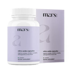 Mars by GHC bottle of nitric oxide capsules supports natural circulation and energy.