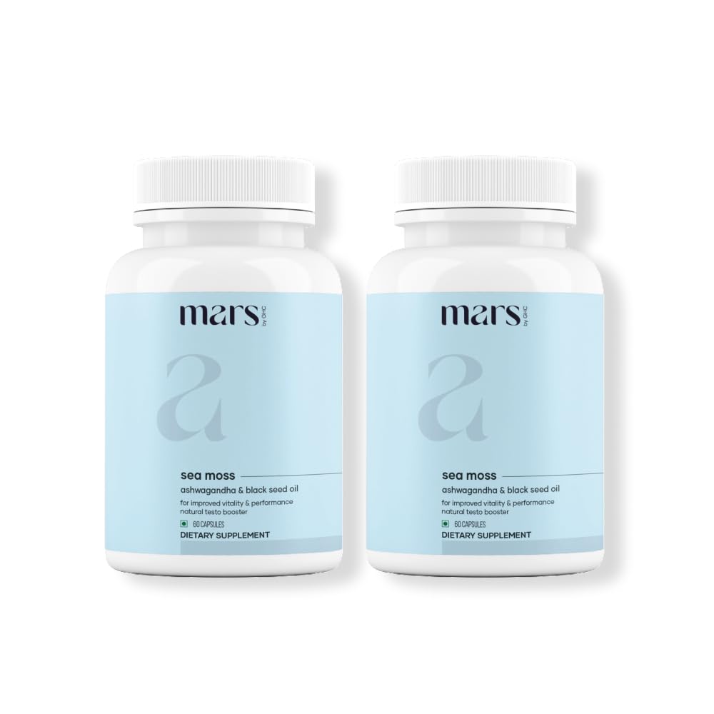 Mars by GHC Surge Sea Moss Caps 60N bottle with black seed and vitamin D3 for immune support.