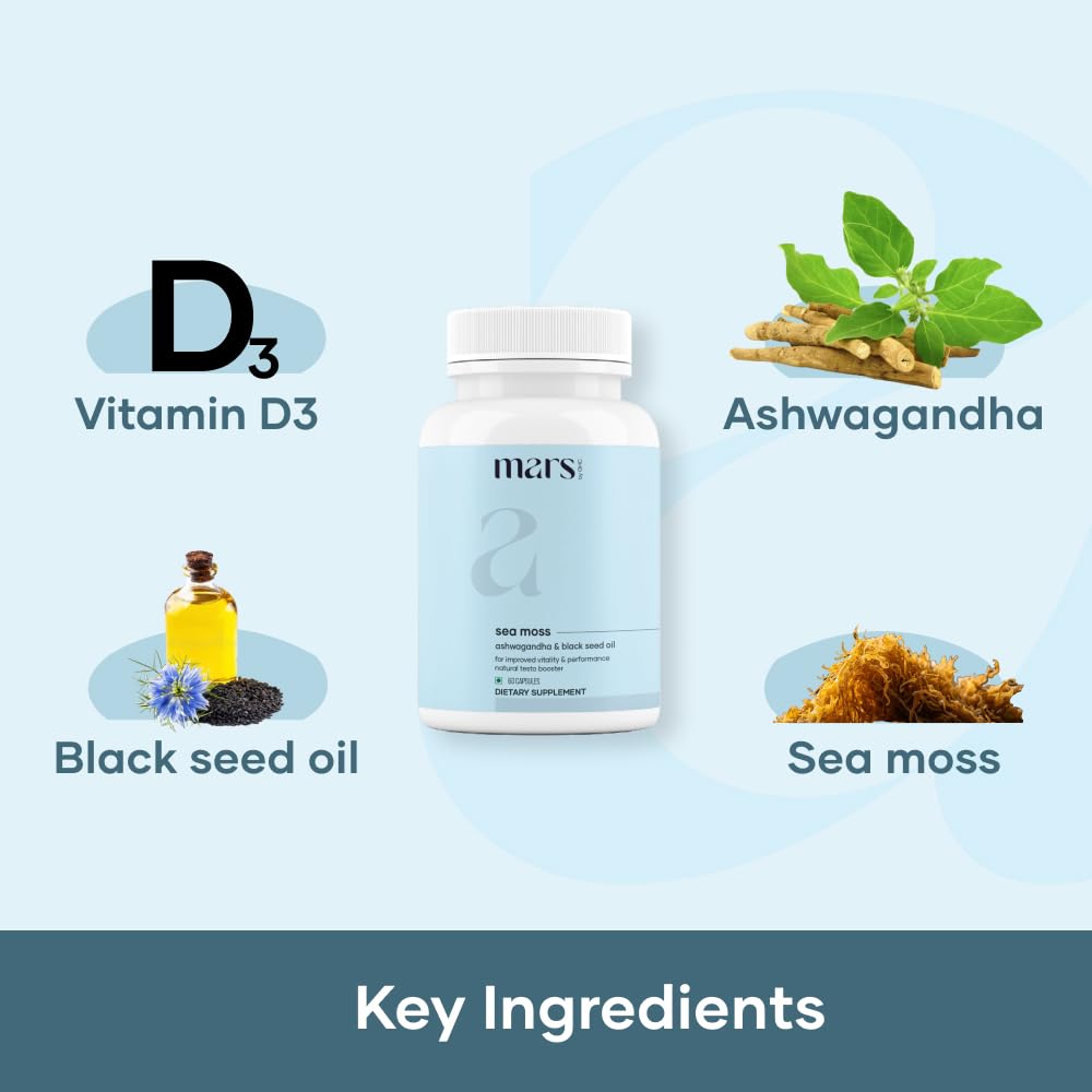 Mars by GHC Surge Sea Moss Caps capsules being poured into a glass for daily routine.