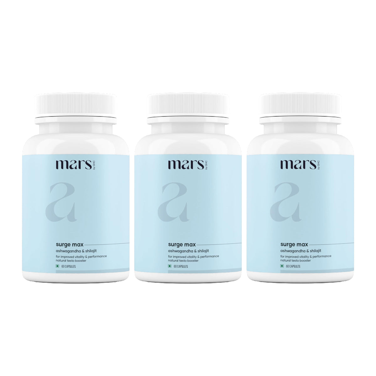 Mars Surgemax bottle close-up highlighting energy support