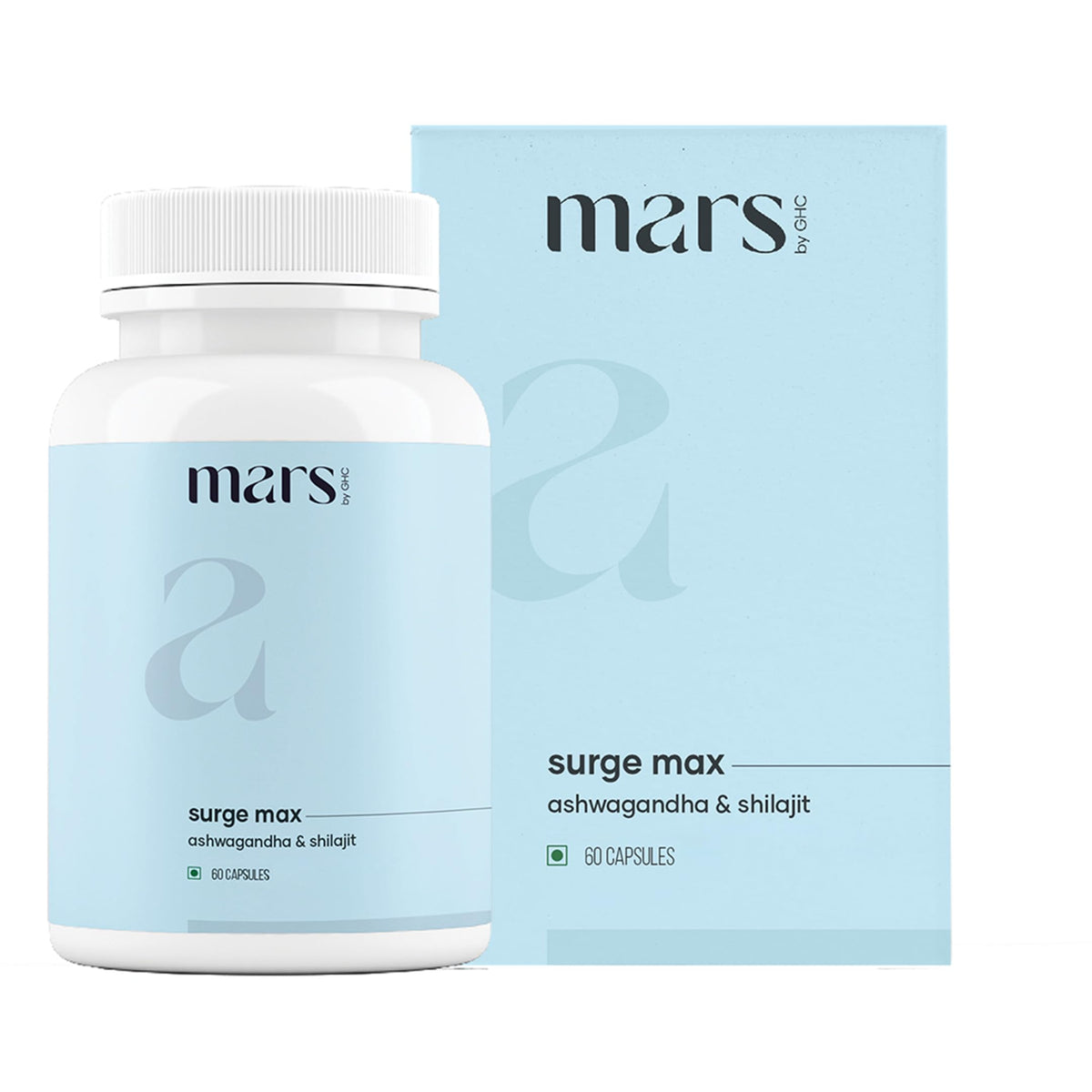Mars by GHC Surgemax bottle front view with capsules for daily energy