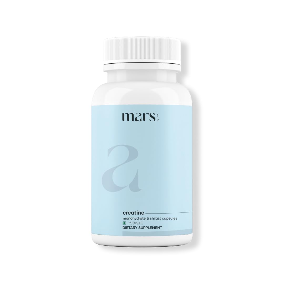 Mars by GHC front bottle view of micronized creatine capsules for workout support