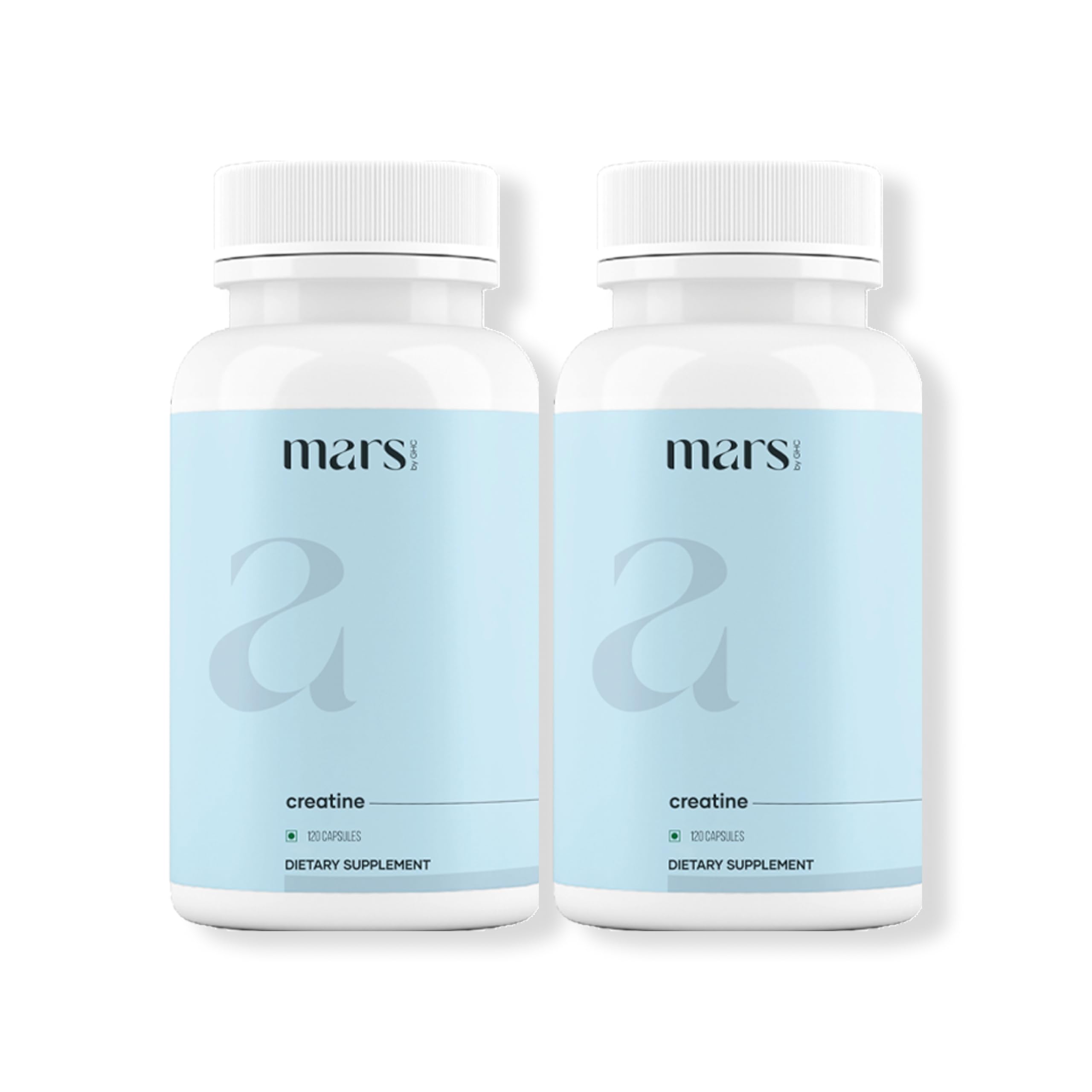 Mars by GHC creatine capsules bottle showing workout energy and endurance.