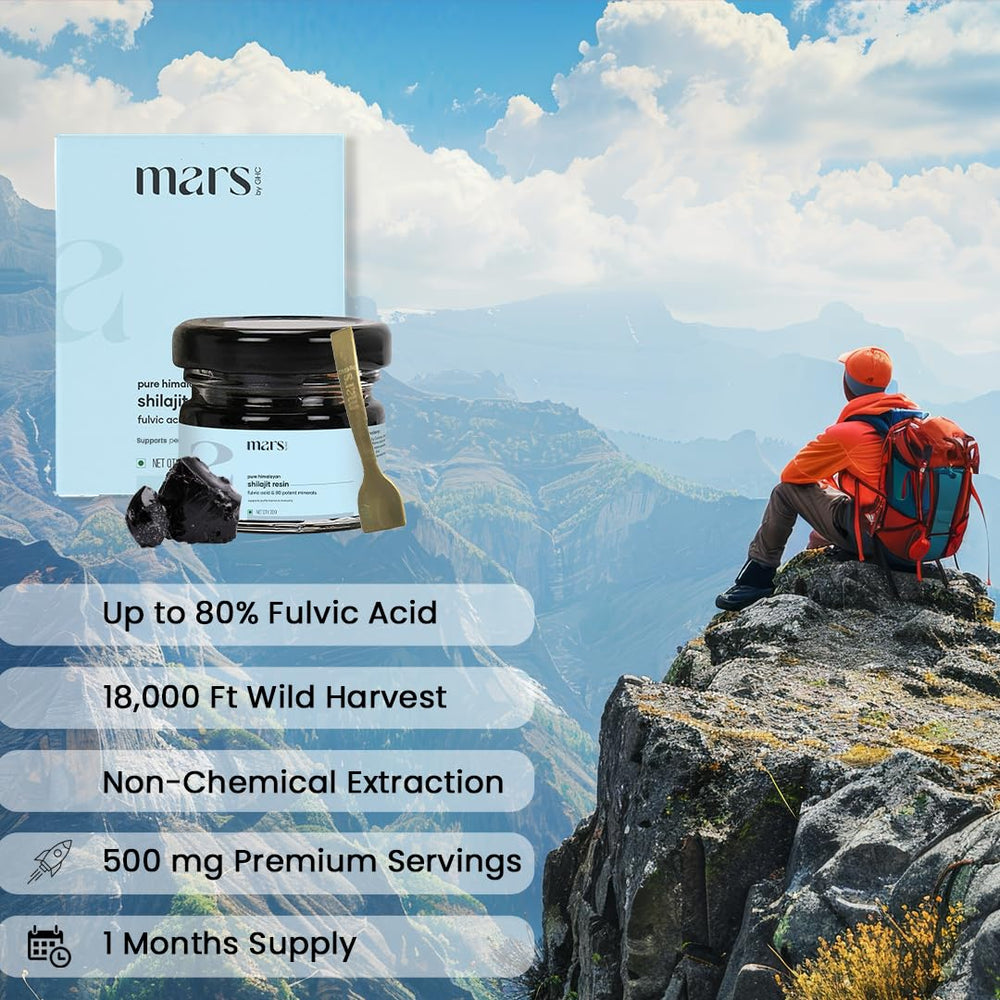 Mars Himalayan Shilajit resin raw close-up with natural mineral content.