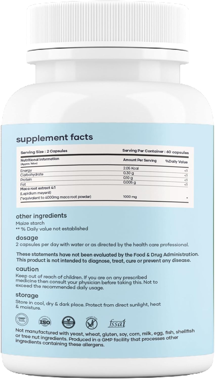 Mars Maca Root Caps bottle on desk with water for a real-life daily habit.