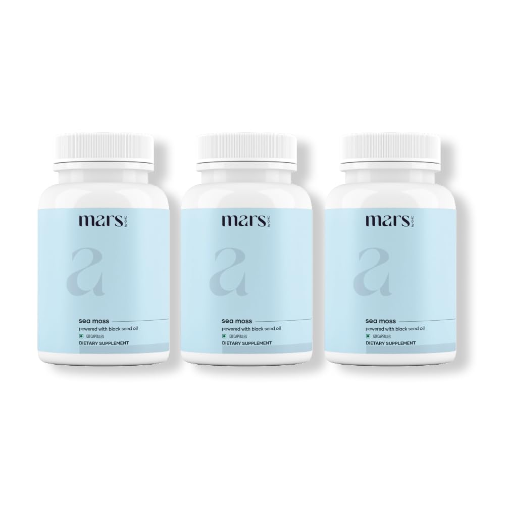 Mars Sea Moss Caps Surge Natural bottle shown for holistic wellness support.
