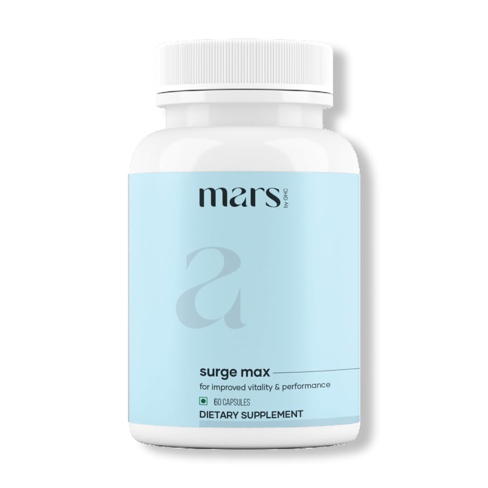 Mars Surgemax bottle front for daily vitality with clear branding